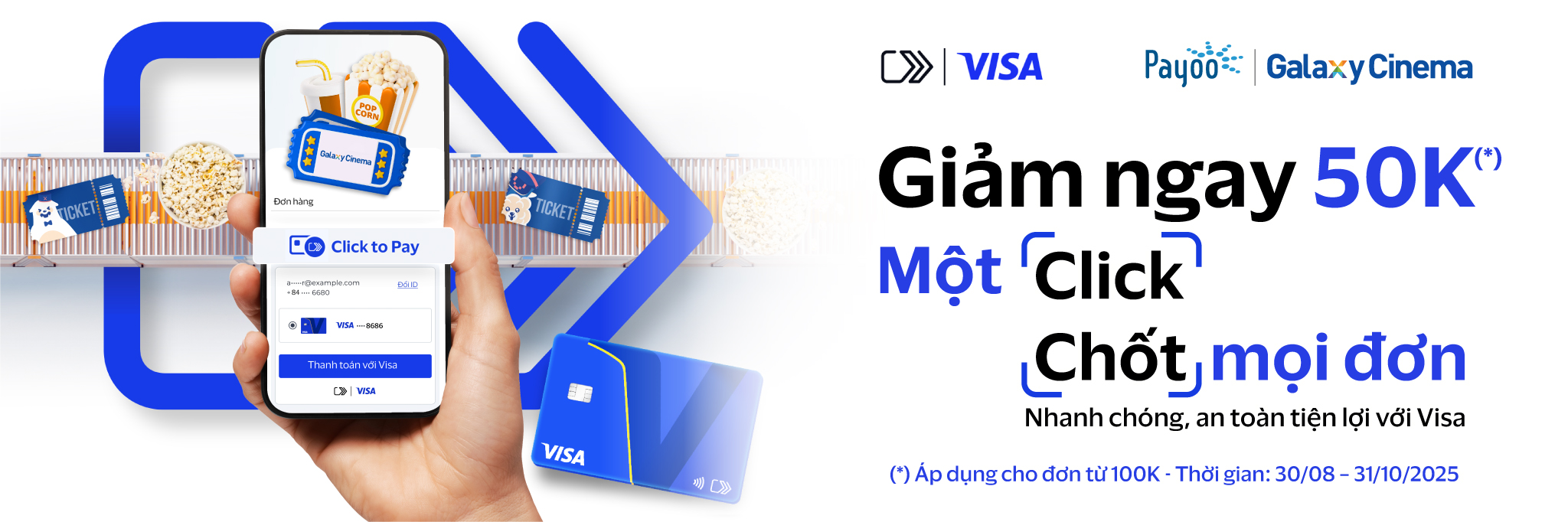 Thanh Toán Click To Pay, Ưu Đãi Ngay 50K Tại Galaxy Cinema