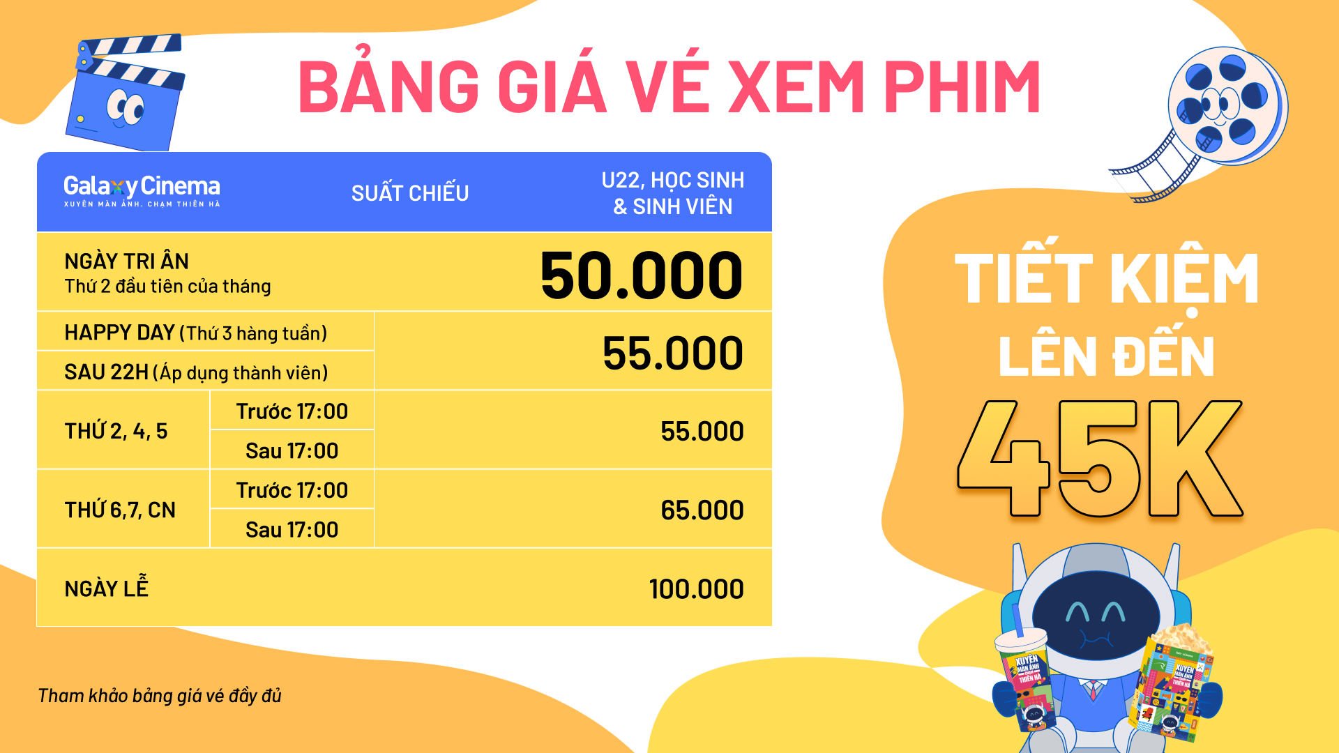 Bảng giá vé xem phim U22
